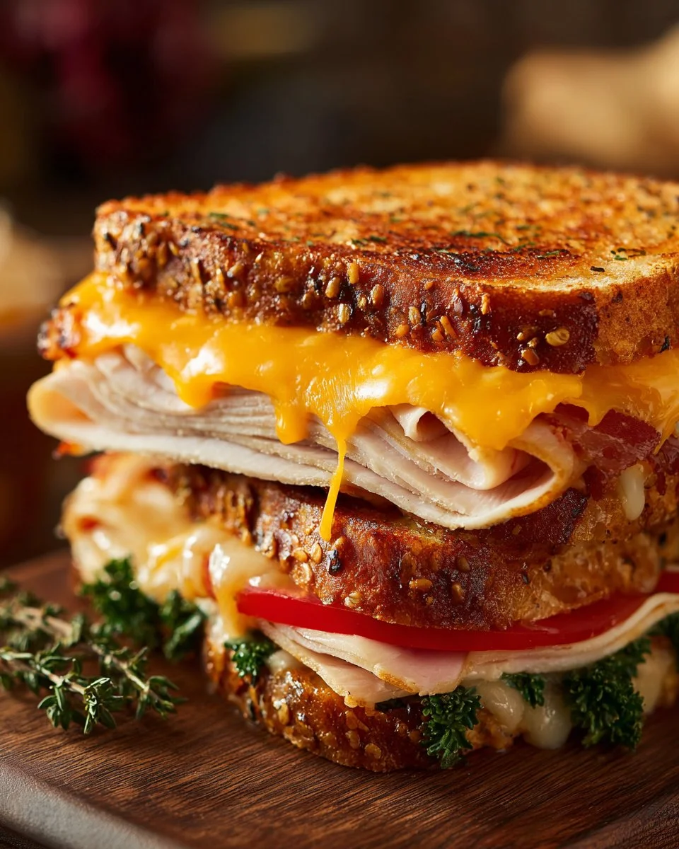 Cheddar Smoked Turkey Melt (Halal-Friendly)