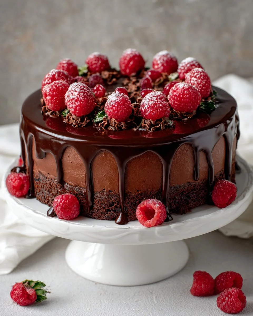 Chocolate Raspberry Truffle Cake