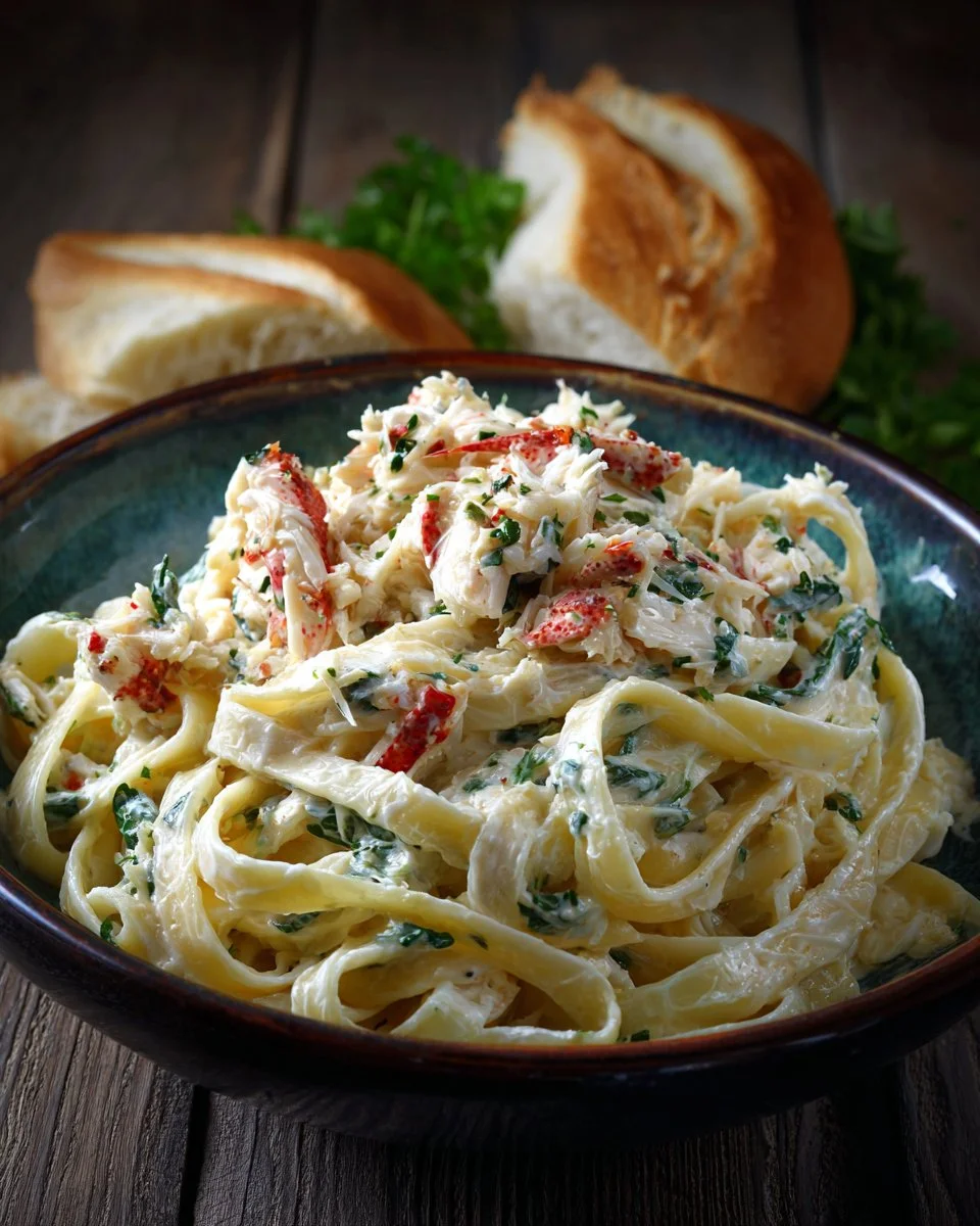 Creamy Crab Fettuccine Alfredo