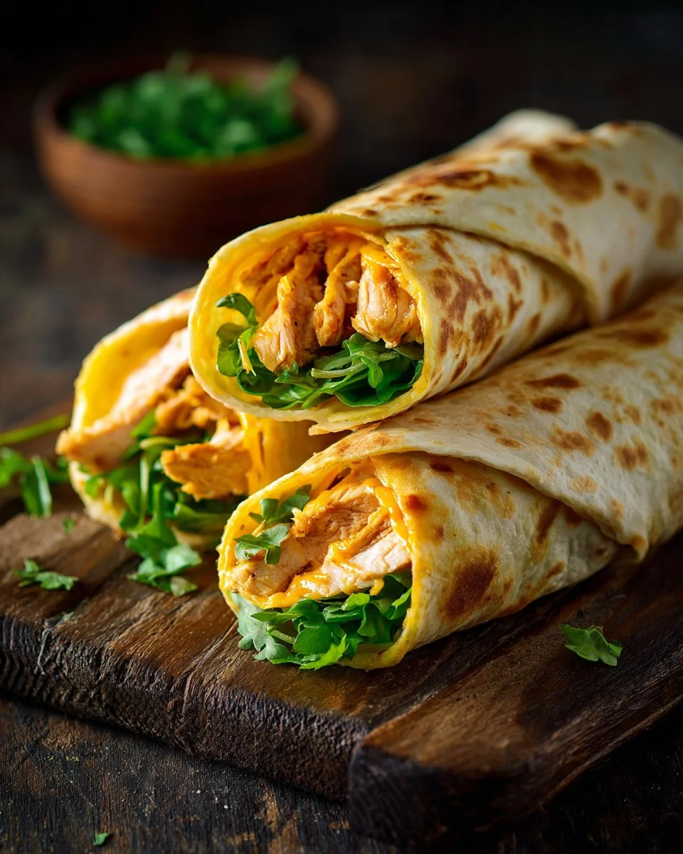 Easy Cheesy Garlic Chicken Wraps