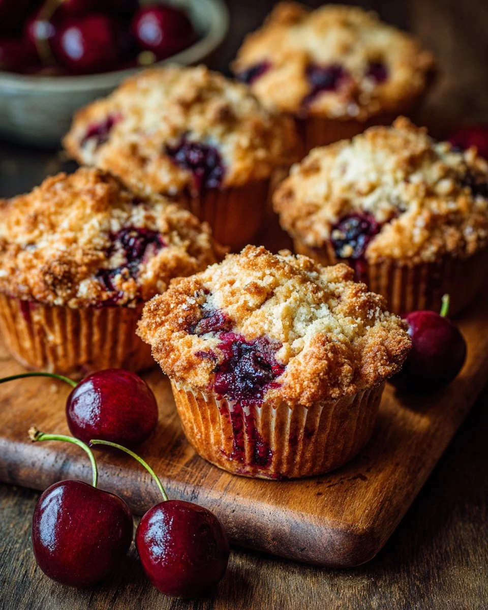 Irresistible Cherry Cobbler Muffins