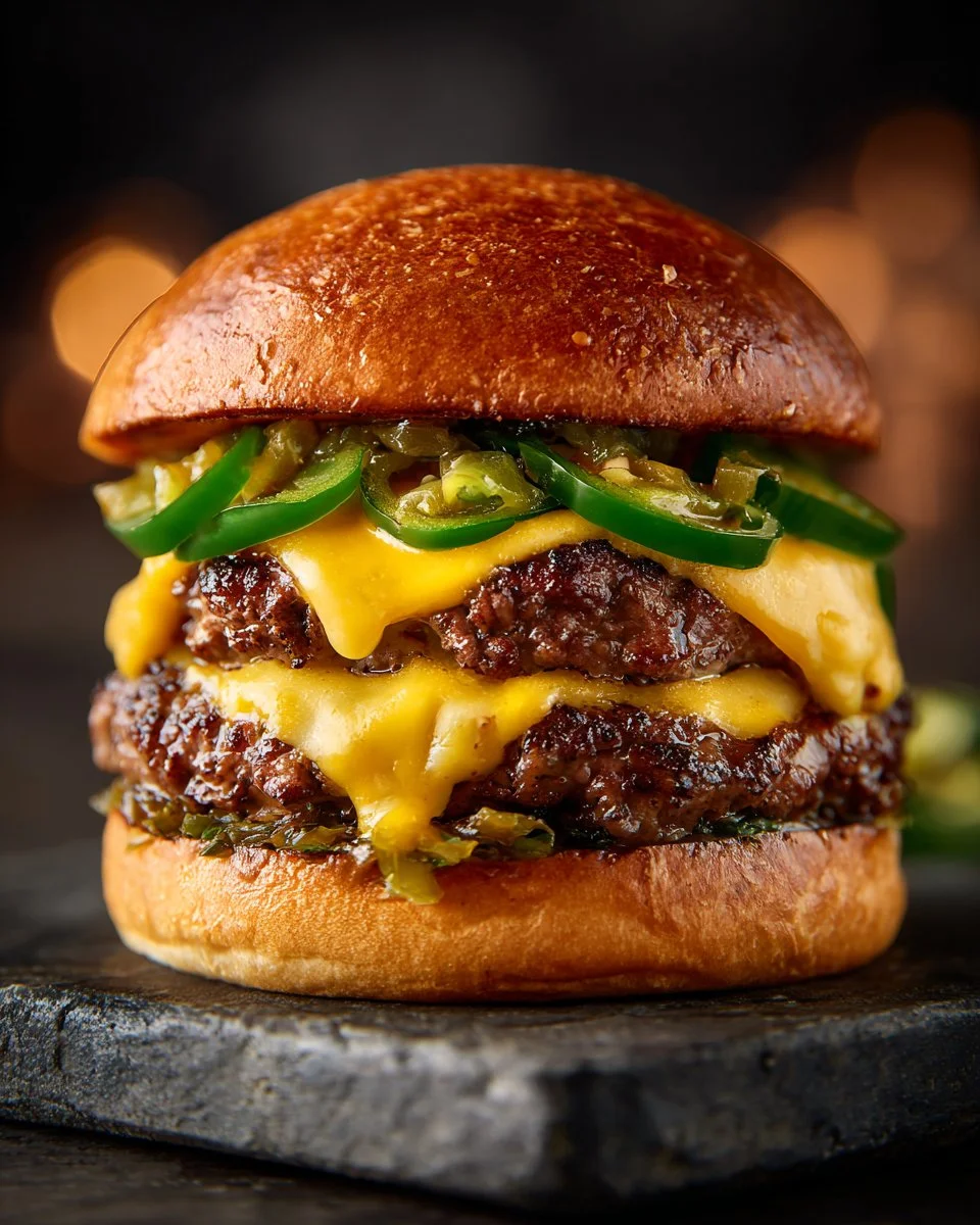 Juicy Green Chile Cheeseburgers