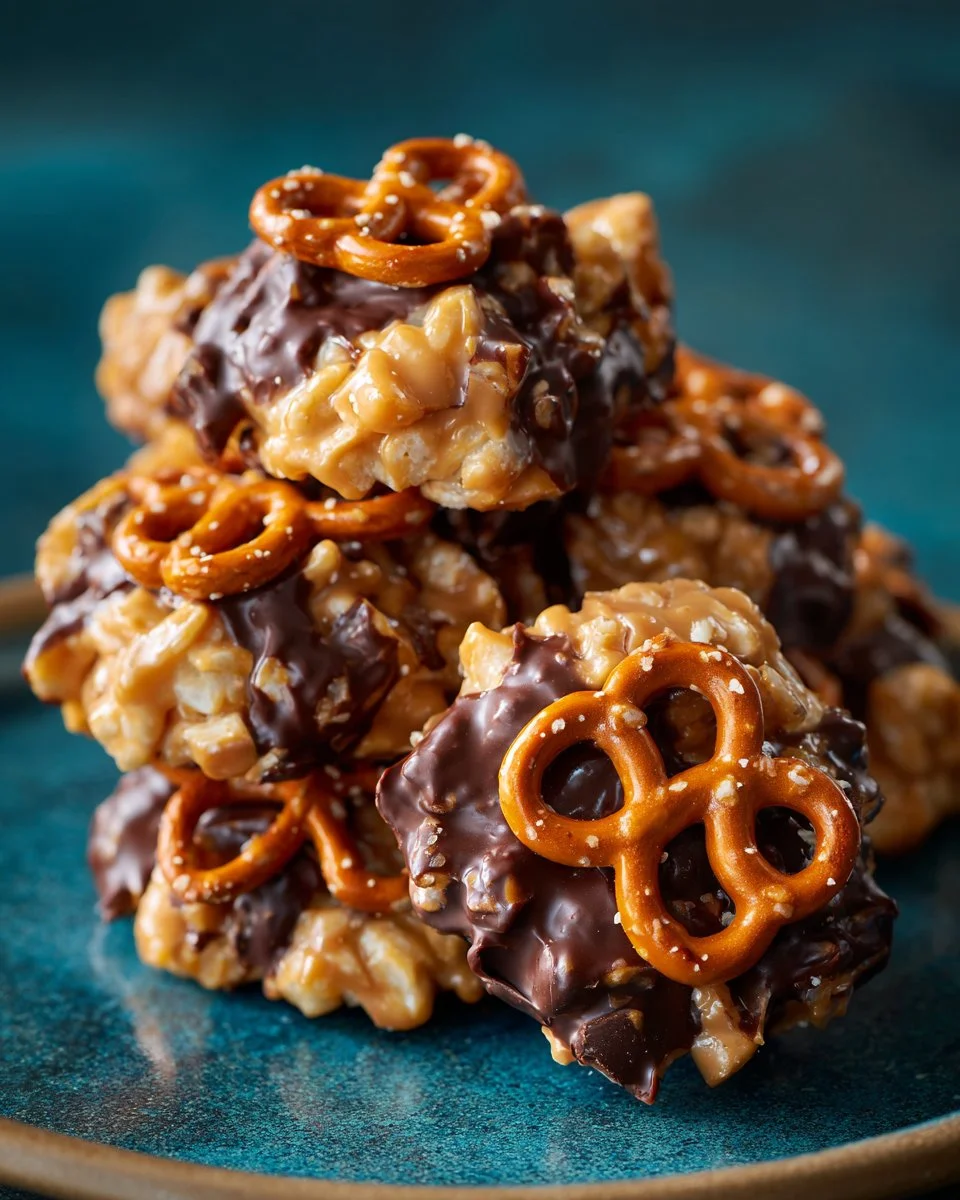 No-Bake Peanut Butter Pretzel Clusters