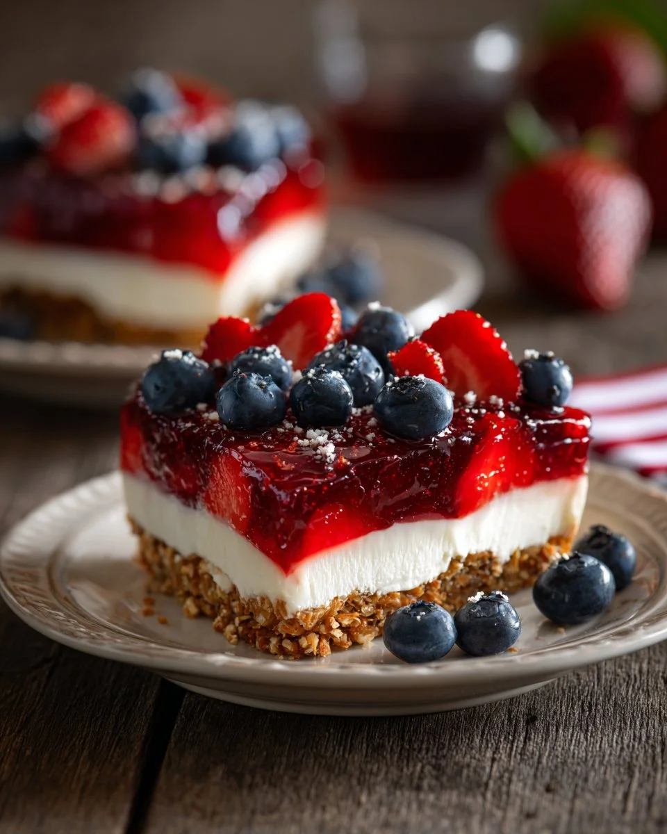 Patriotic Berry Pretzel Salad
