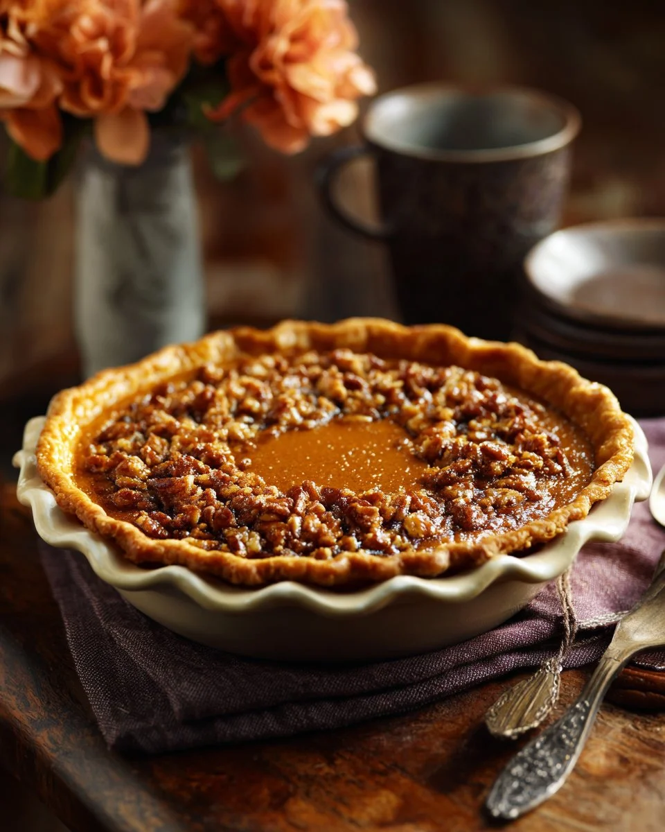 Sweet Potato Pie with Pecan Praline Crunch