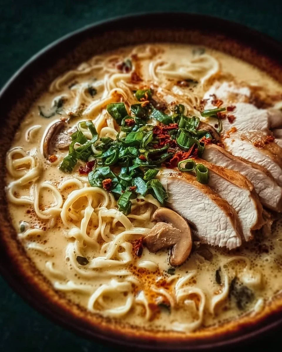 Cozy Creamy Garlic Chicken Noodle Bowl