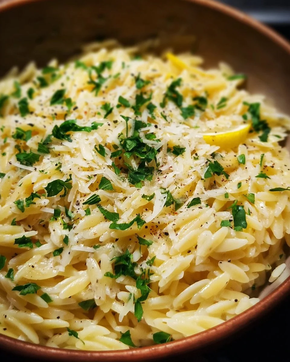 Tasty Garlic Butter Lemon Orzo With Parmesan